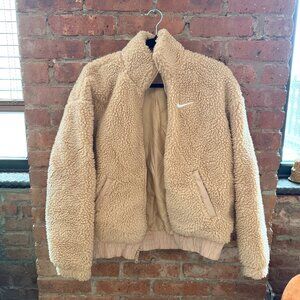 Nike Swoosh Sherpa Fleece Bomber Jacket – Size Small